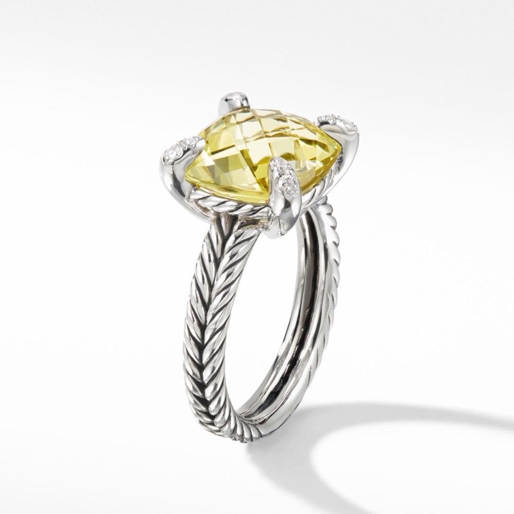 David Yurman Chatelaine® Ring with Lemon Citrine and Pavé Diamonds - Picture 11 of 14